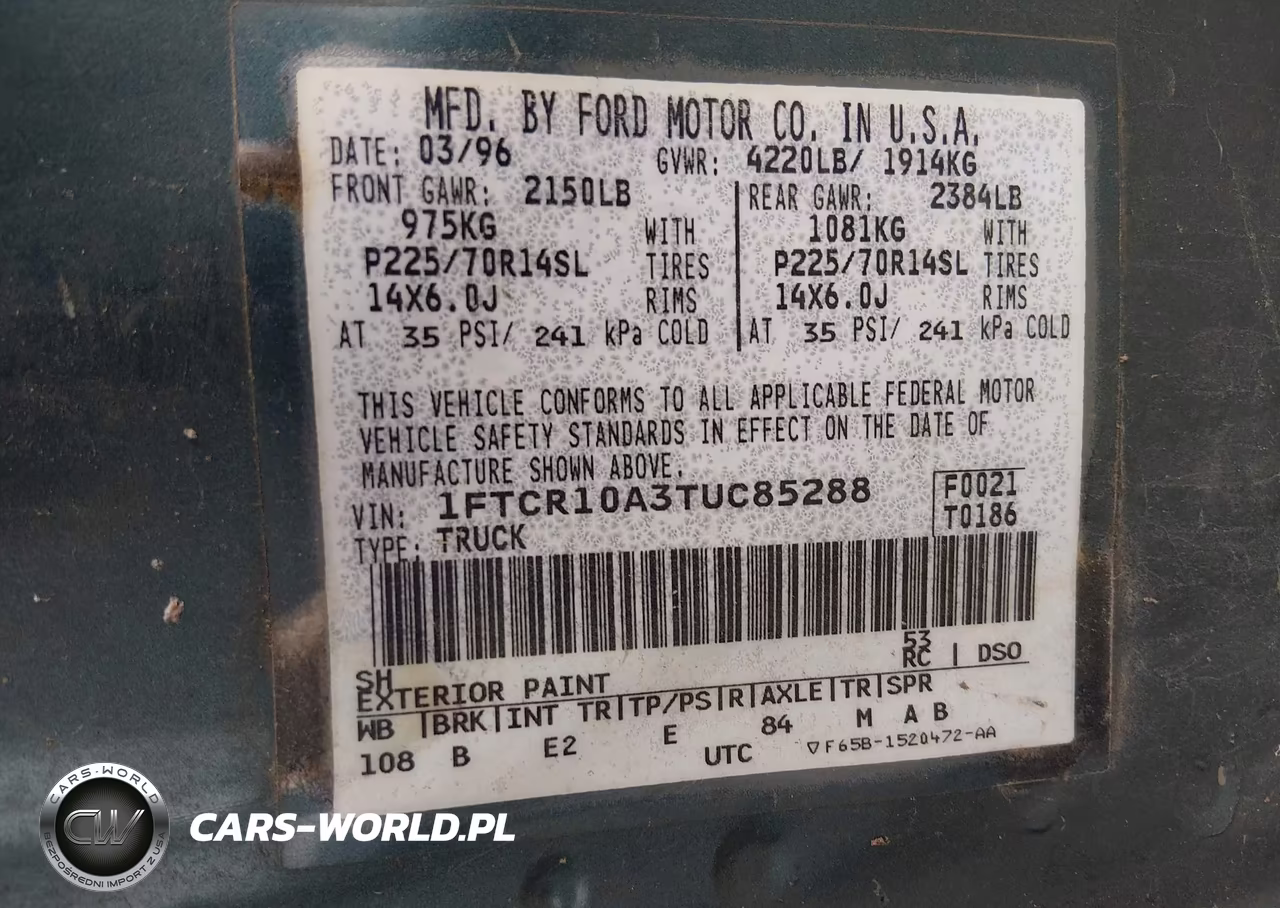1996 Ford Ranger VIN:1FTCR10A3TUC85288 - 9