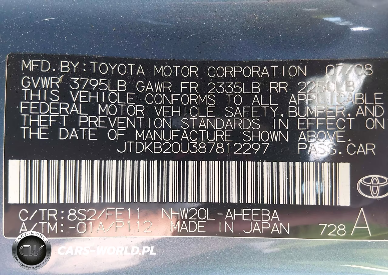2008 Toyota Prius VIN:JTDKB20U387812297 - 9