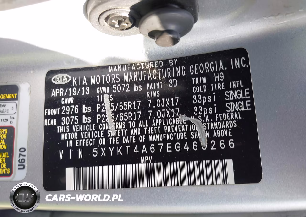 2014 Kia Sorento Lx VIN:5XYKT4A67EG460266 - 9