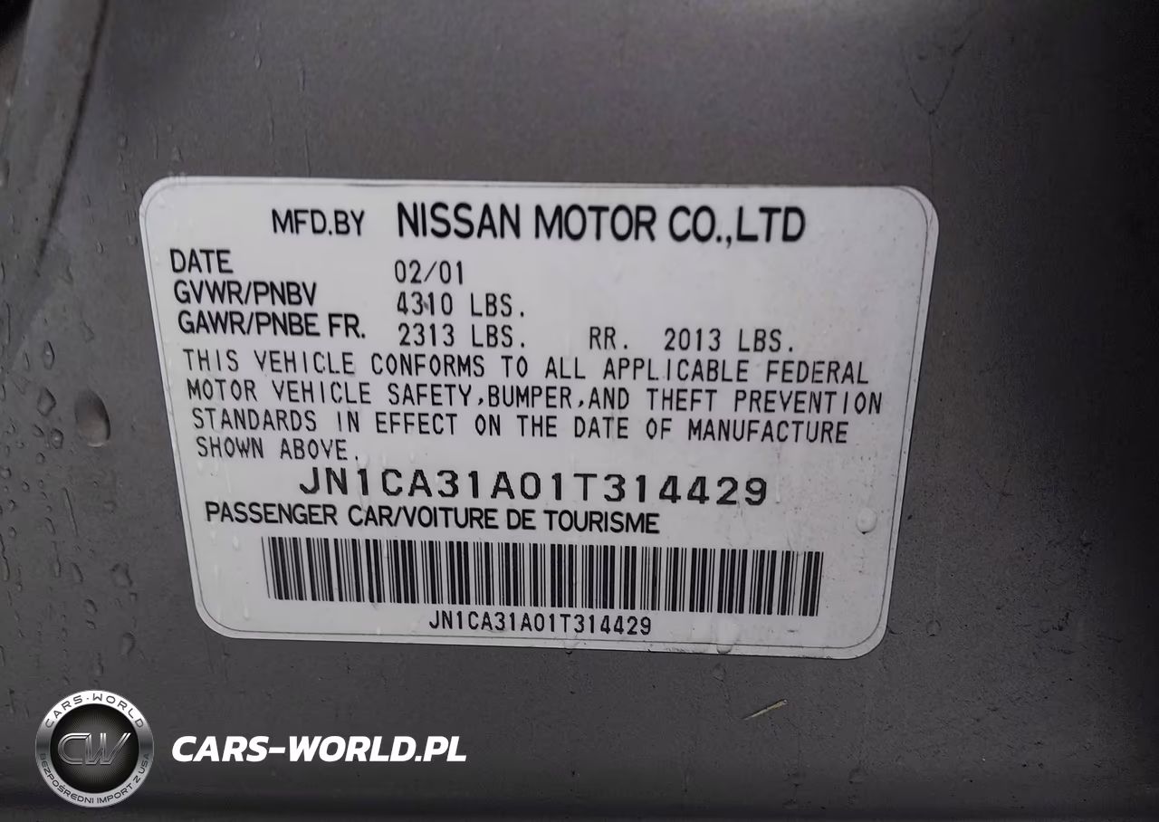 2001 Nissan Maxima Gle VIN:JN1CA31A01T314429 - 9