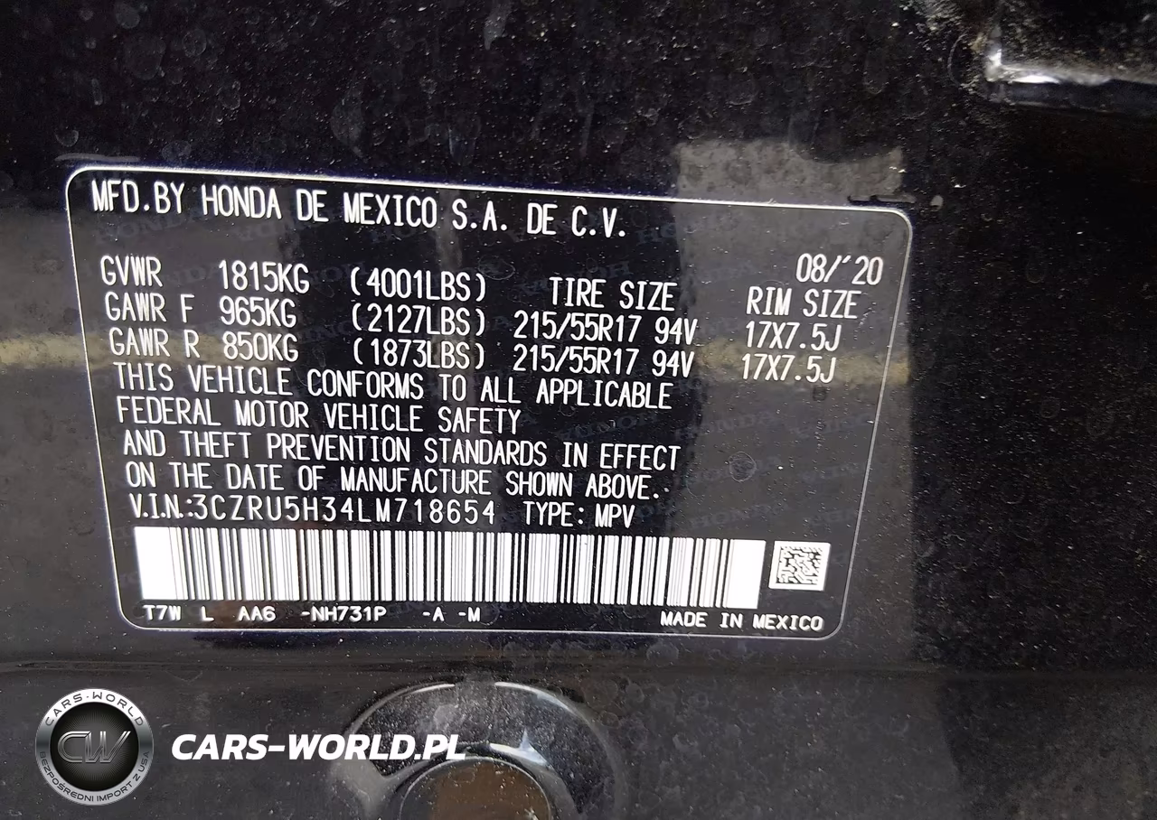 2020 Honda Hr-V 2Wd Lx VIN:3CZRU5H34LM718654 - 9