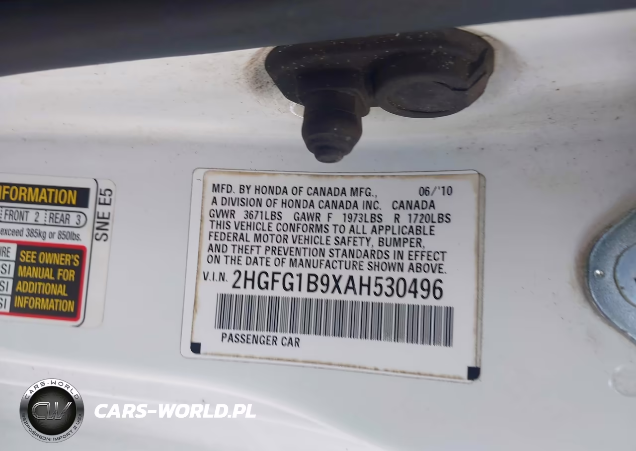 2010 Honda Civic Ex-L VIN:2HGFG1B9XAH530496 - 9