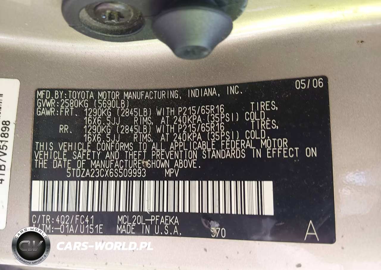2006 Toyota Sienna Le VIN:5TDZA23CX6S509993 - 9