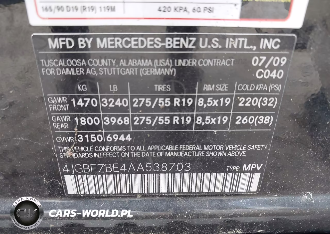 2010 Mercedes-Benz Gl 450 4Matic VIN:4JGBF7BE4AA538703 - 9