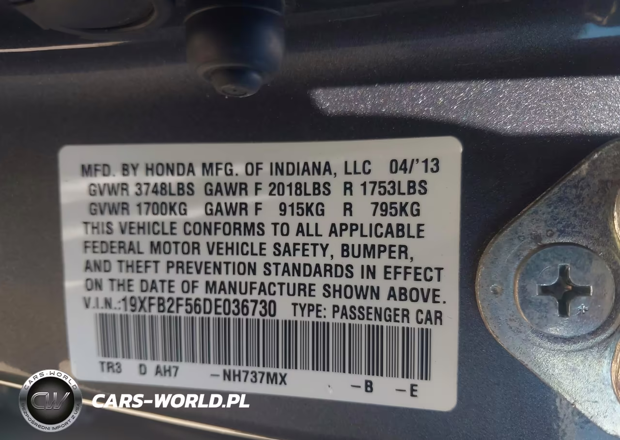 2013 Honda Civic Lx VIN:19XFB2F56DE036730 - 9