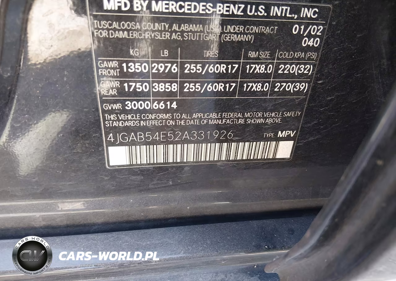 2002 Mercedes-Benz Ml 320 VIN:4JGAB54E52A331926 - 9