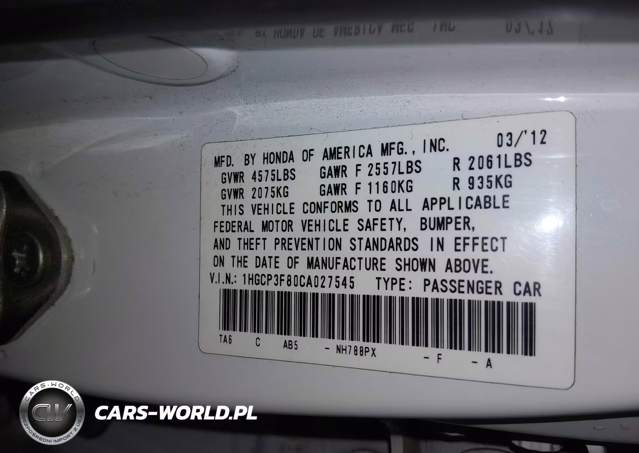 2012 Honda Accord 3.5 Ex-L VIN:1HGCP3F80CA027545 - 9