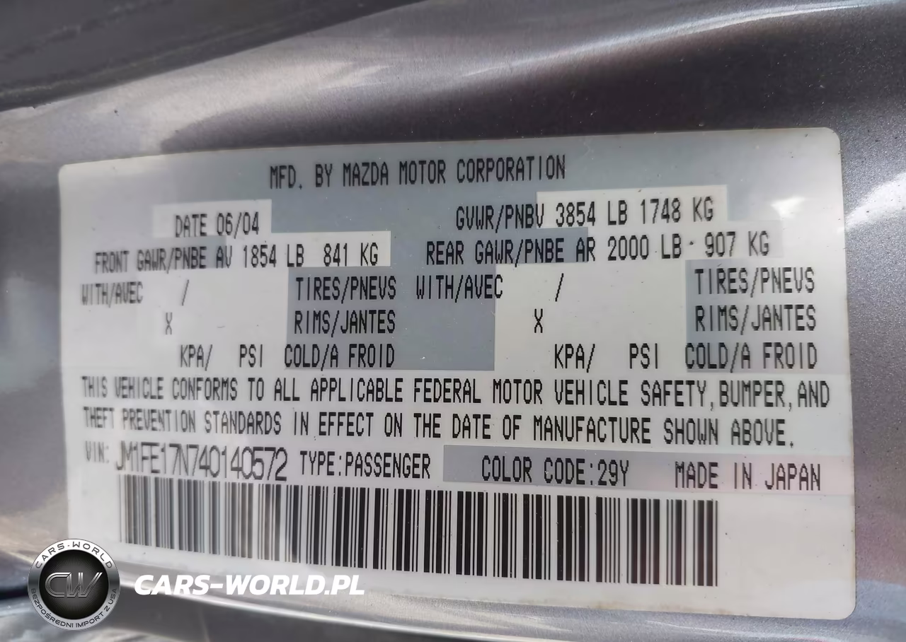 2004 Mazda Rx-8 Sport Automatic VIN:JM1FE17N740140572 - 9