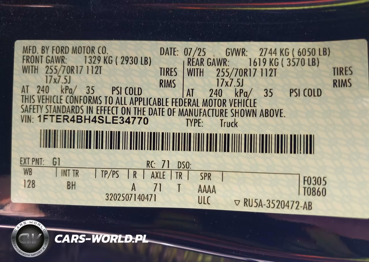 2025 Ford Ranger Xl VIN:1FTER4BH4SLE34770 - 9