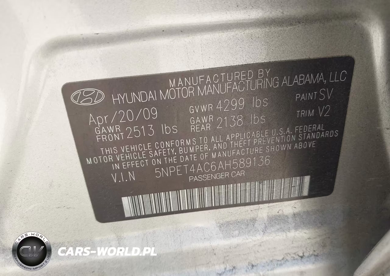2010 Hyundai Sonata Gls VIN:5NPET4AC6AH589136 - 9