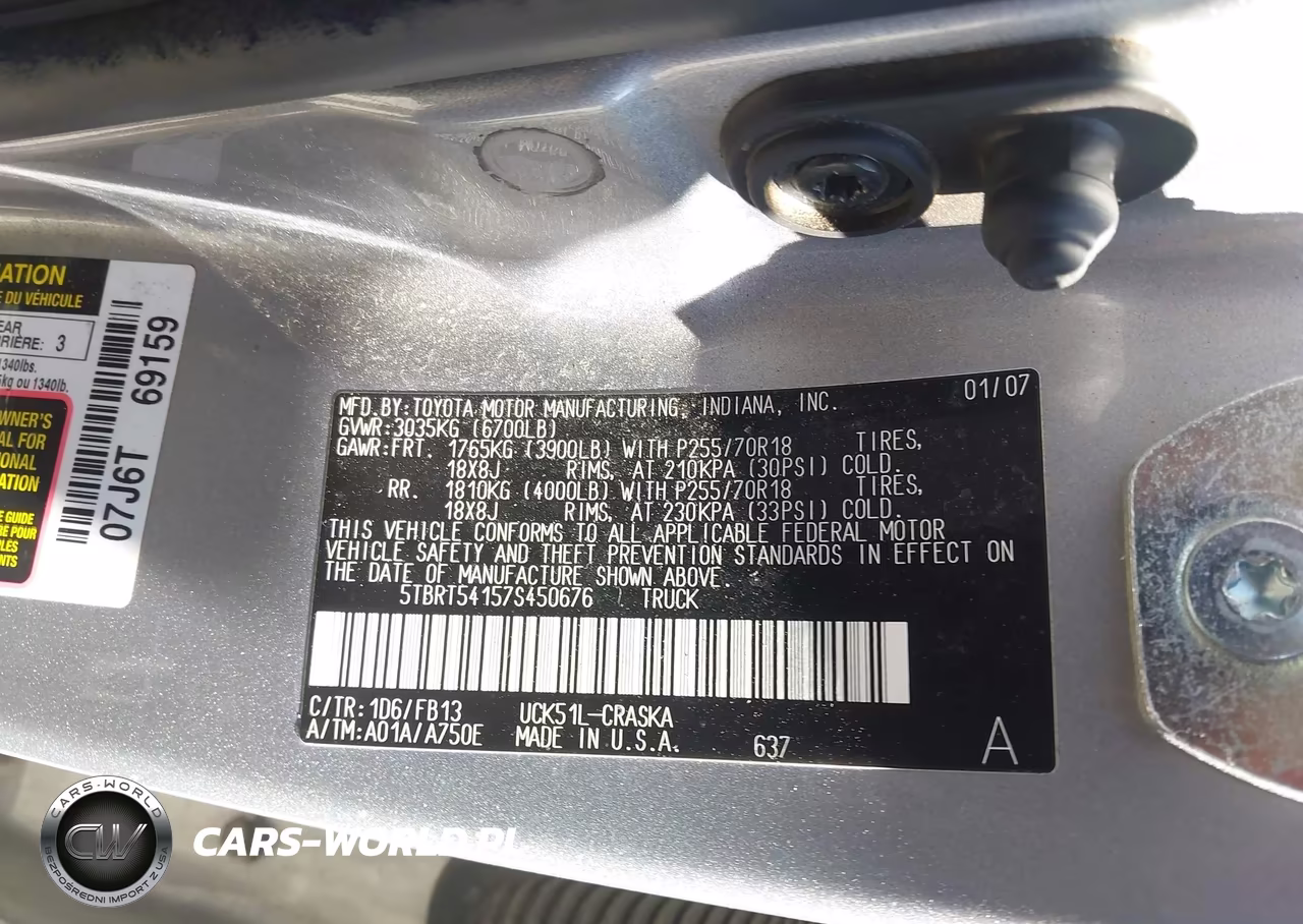 2007 Toyota Tundra Sr5 4.7L V8 VIN:5TBRT54157S450676 - 9