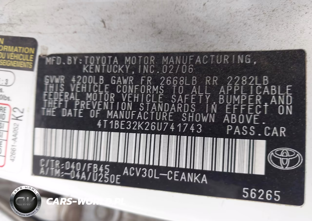 2006 Toyota Camry Le VIN:4T1BE32K26U741743 - 9