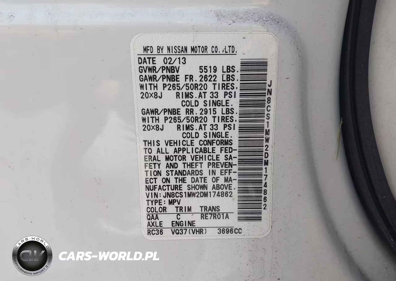 2013 Infiniti Fx37 VIN:JN8CS1MW2DM174862 - 9