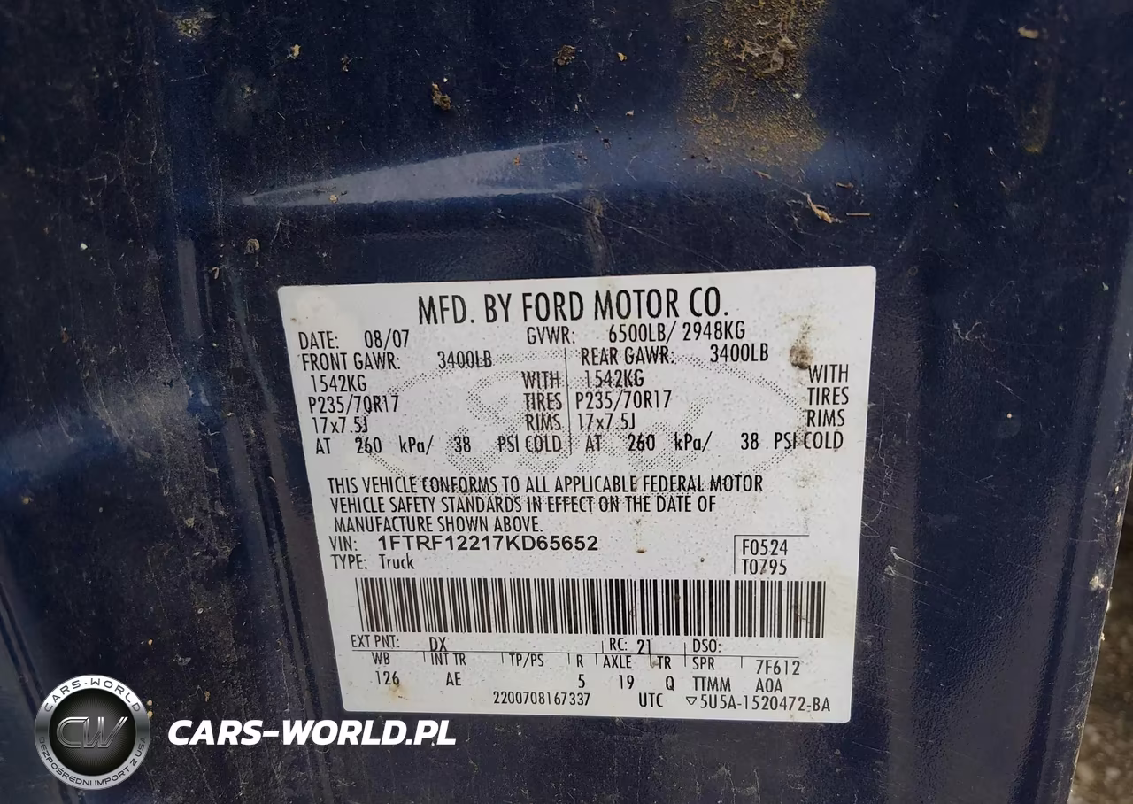 2007 Ford F-150 Stx-Xl-Xlt VIN:1FTRF12217KD65652 - 9
