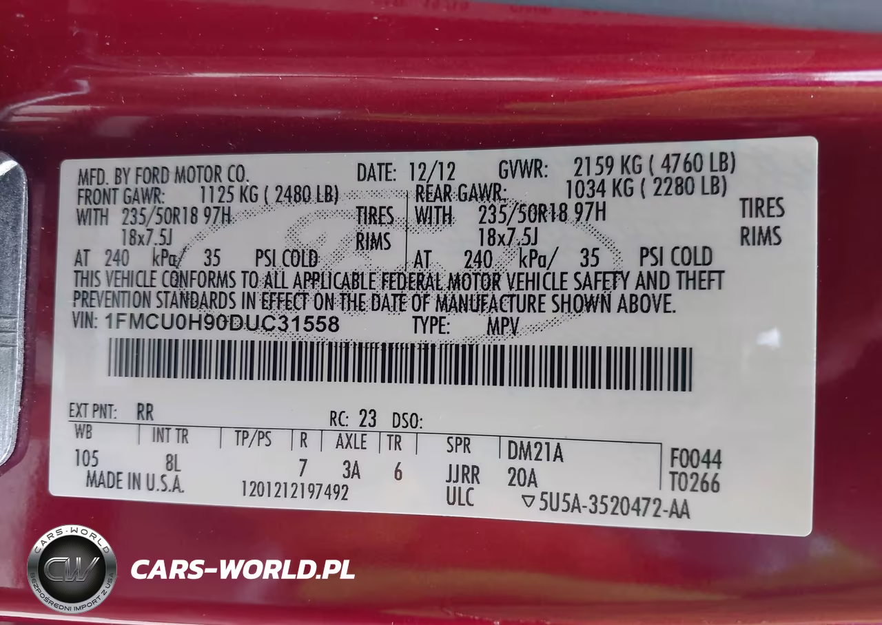 2013 Ford Escape Sel VIN:1FMCU0H90DUC31558 - 9