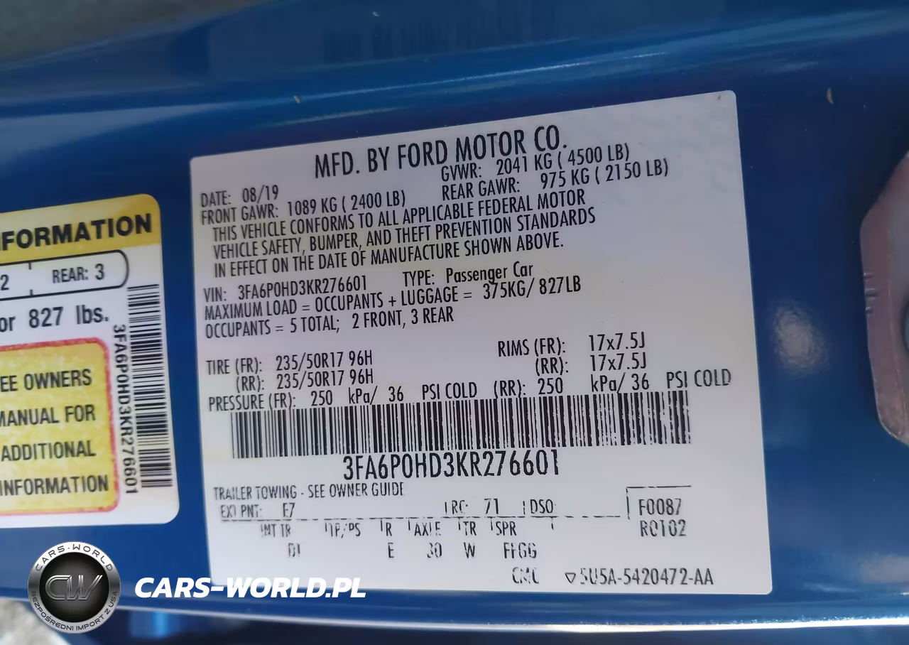 2019 Ford Fusion Se VIN:3FA6P0HD3KR276601 - 9