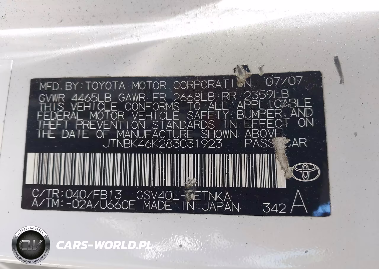 2008 Toyota Camry Le V6-Se V6-Xle V6 VIN:JTNBK46K283031923 - 9
