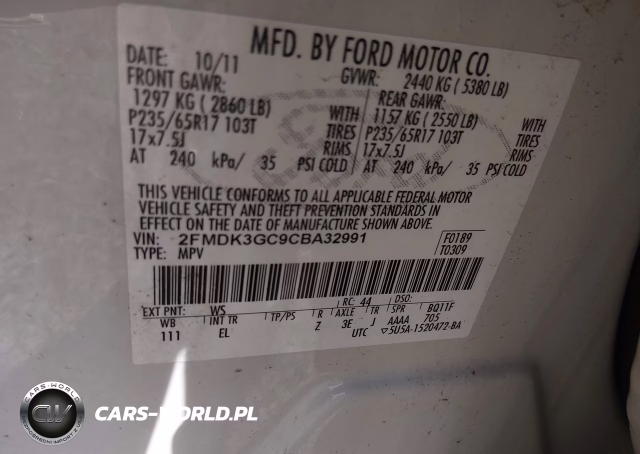 2012 Ford Edge Se VIN:2FMDK3GC9CBA32991 - 9