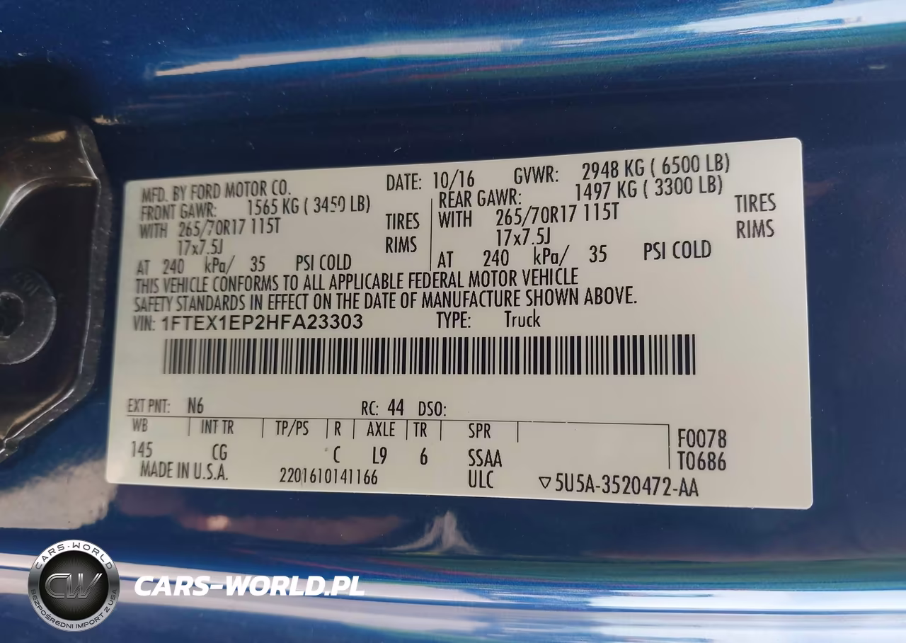 2017 Ford F-150 Xl VIN:1FTEX1EP2HFA23303 - 9
