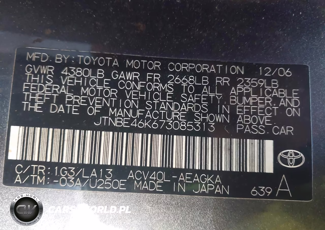 2007 Toyota Camry Ce-Le-Se-Xle VIN:JTNBE46K673085313 - 9