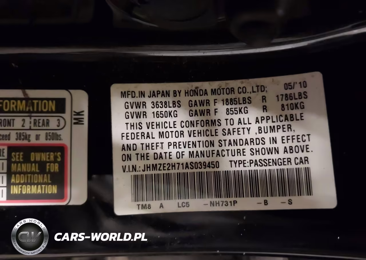 2010 Honda Insight Ex VIN:JHMZE2H71AS039450 - 9