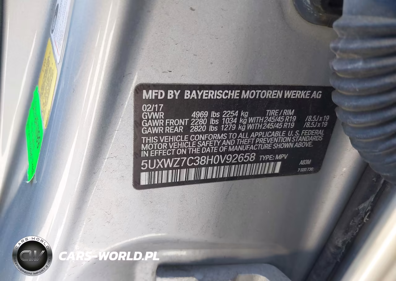 2017 BMW X3 Sdrive28I VIN:5UXWZ7C38H0V92658 - 9