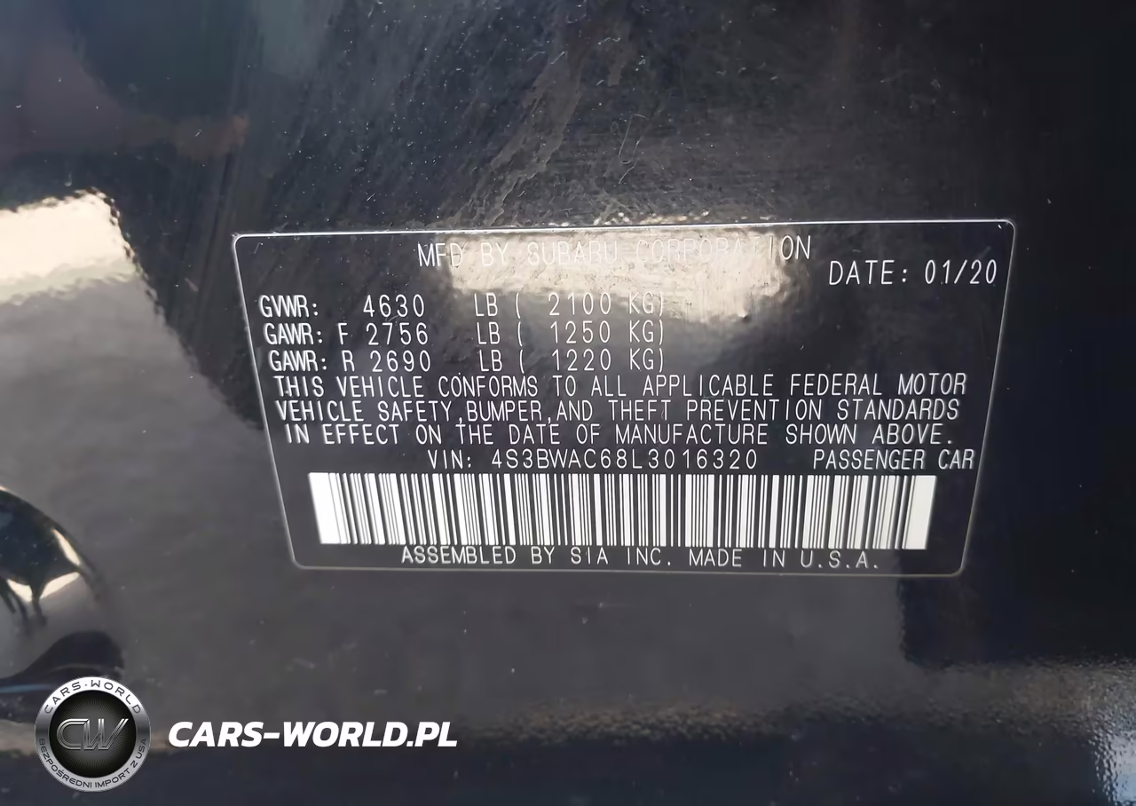 2020 Subaru Legacy Premium VIN:4S3BWAC68L3016320 - 9