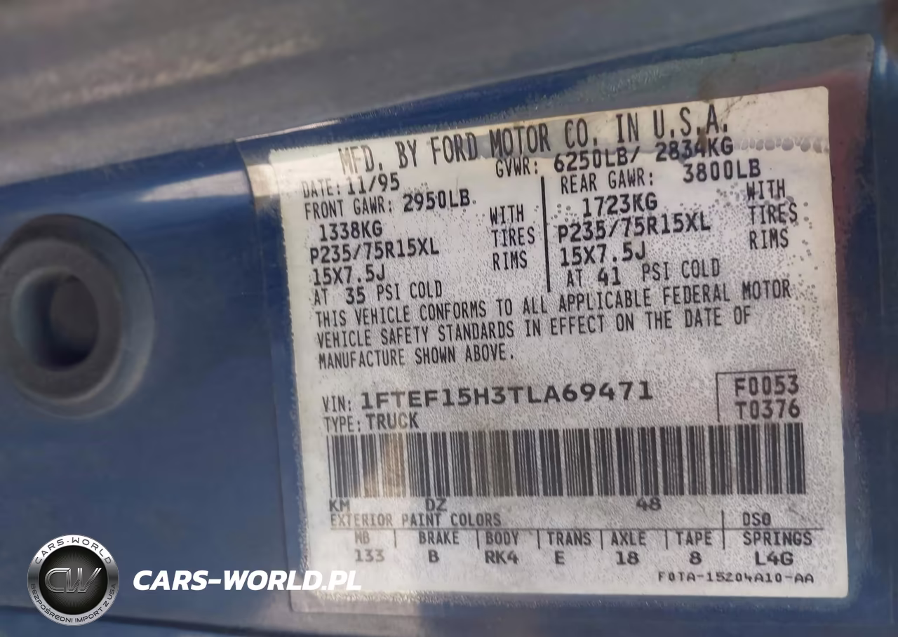 1996 Ford F150 VIN:1FTEF15H3TLA69471 - 9