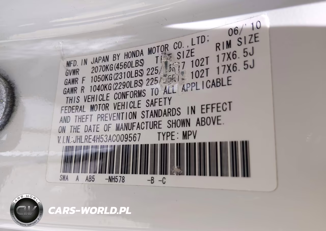 2010 Honda Cr-V Ex VIN:JHLRE4H53AC009567 - 9