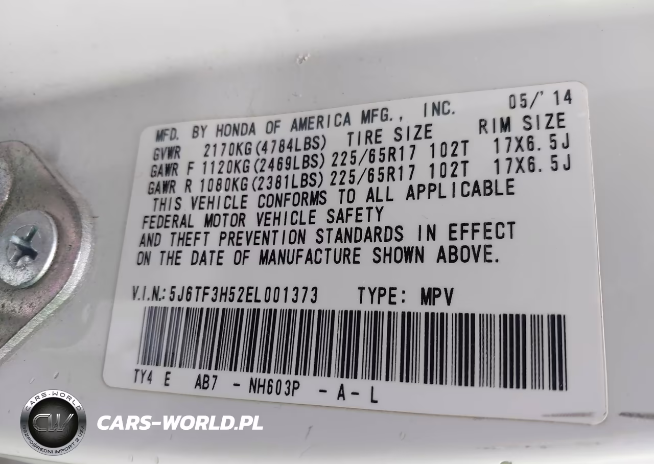 2014 Honda Crosstour Ex-L VIN:5J6TF3H52EL001373 - 9