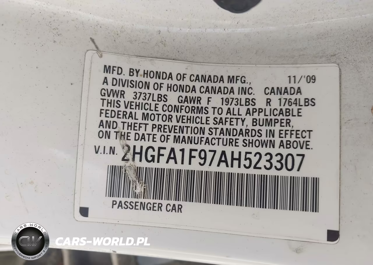 2010 Honda Civic Ex-L VIN:2HGFA1F97AH523307 - 9