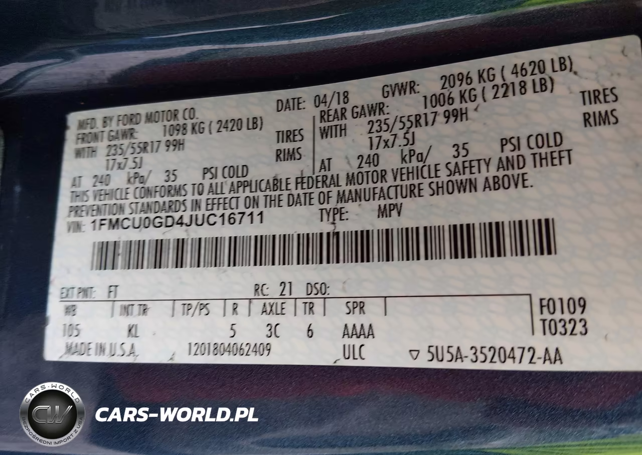 2018 Ford Escape Se VIN:1FMCU0GD4JUC16711 - 9