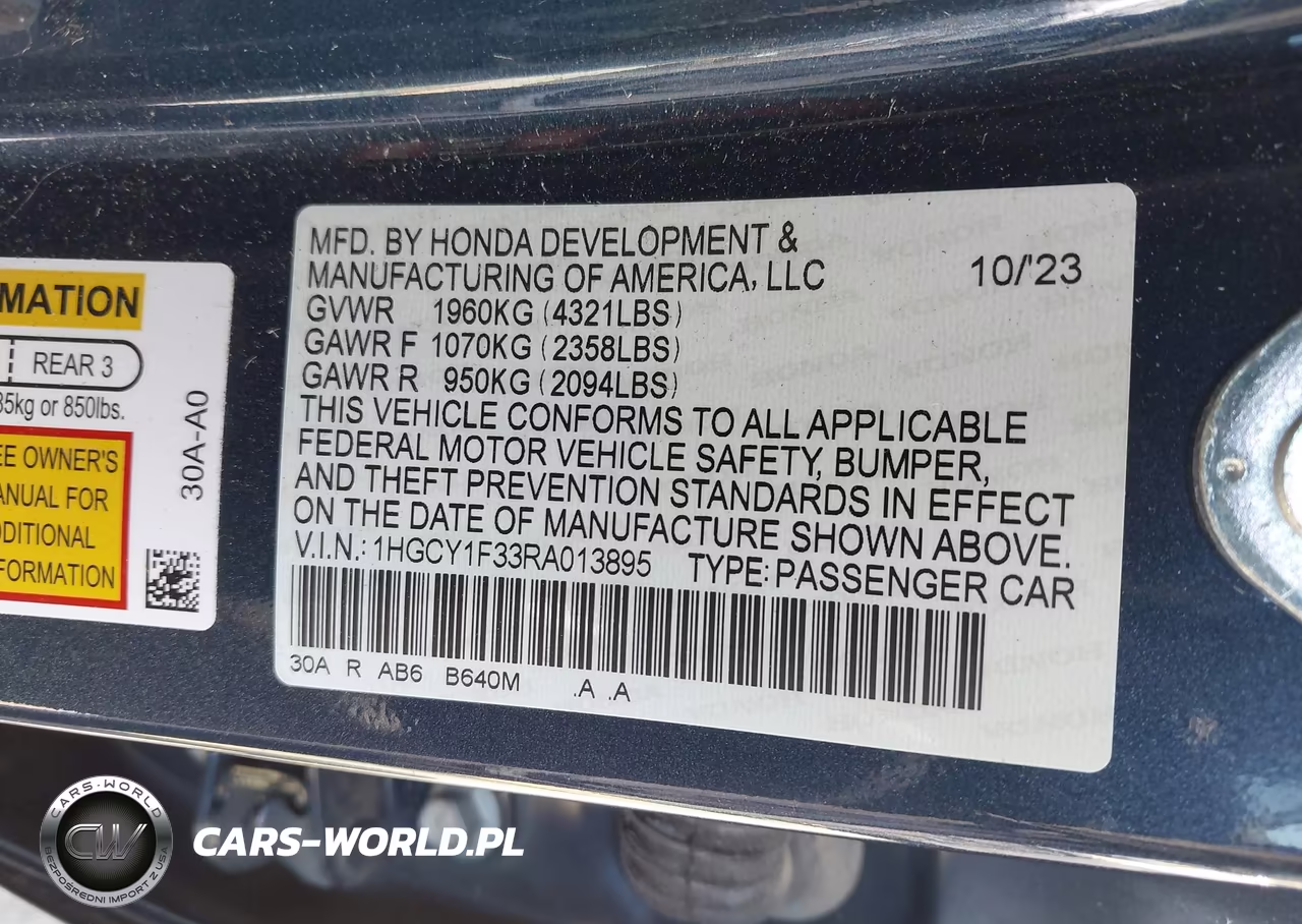 2024 Honda Accord Ex VIN:1HGCY1F33RA013895 - 9