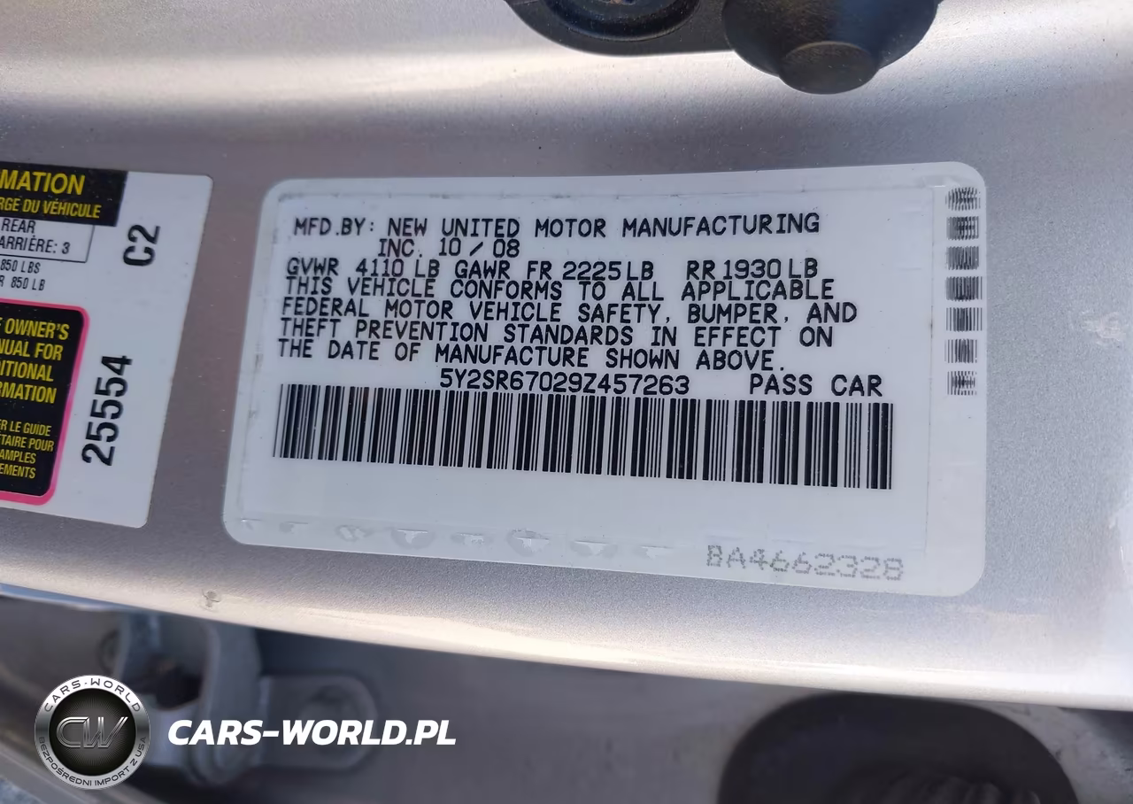 2009 Pontiac Vibe Gt VIN:5Y2SR67029Z457263 - 9