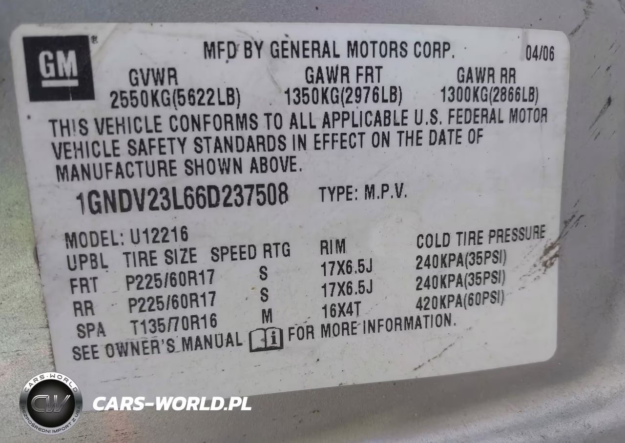 2006 Chevrolet Uplander Ls VIN:1GNDV23L66D237508 - 9