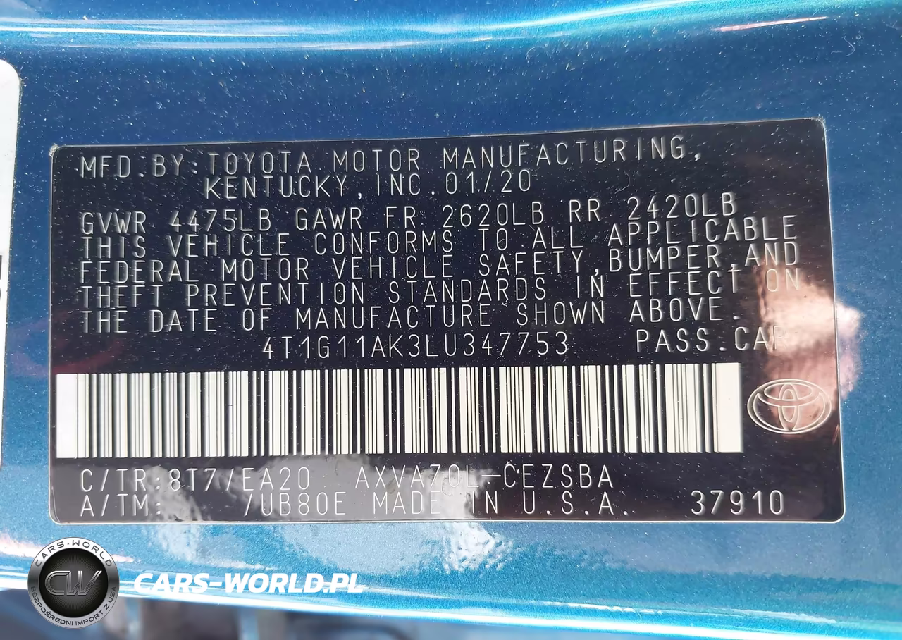 2020 Toyota Camry Se VIN:4T1G11AK3LU347753 - 9