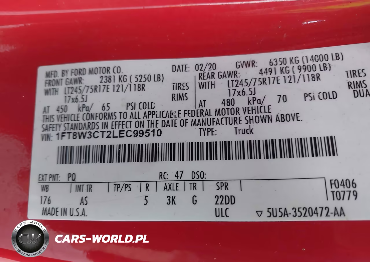 2020 Ford F-350 Xl VIN:1FT8W3CT2LEC99510 - 8