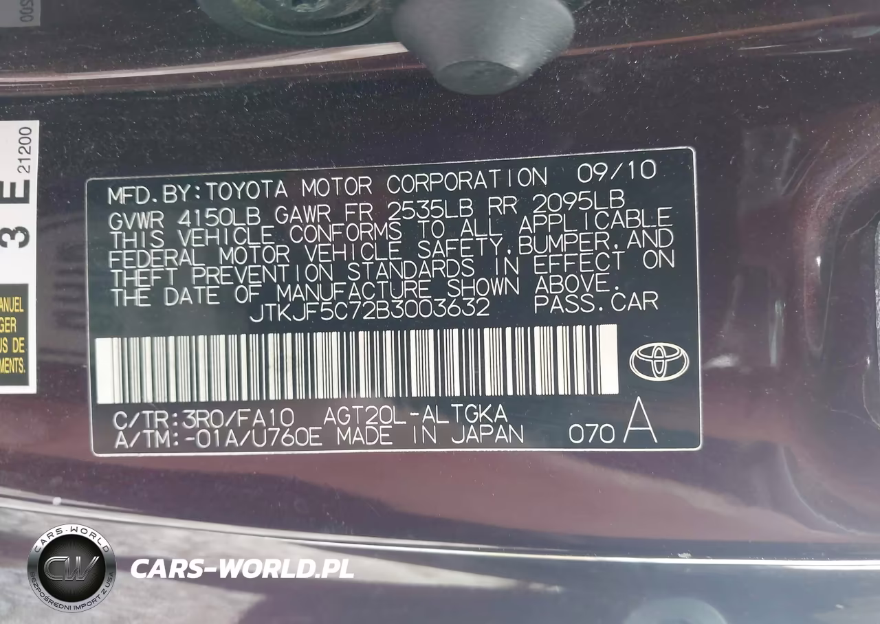 2011 Scion Tc VIN:JTKJF5C72B3003632 - 9