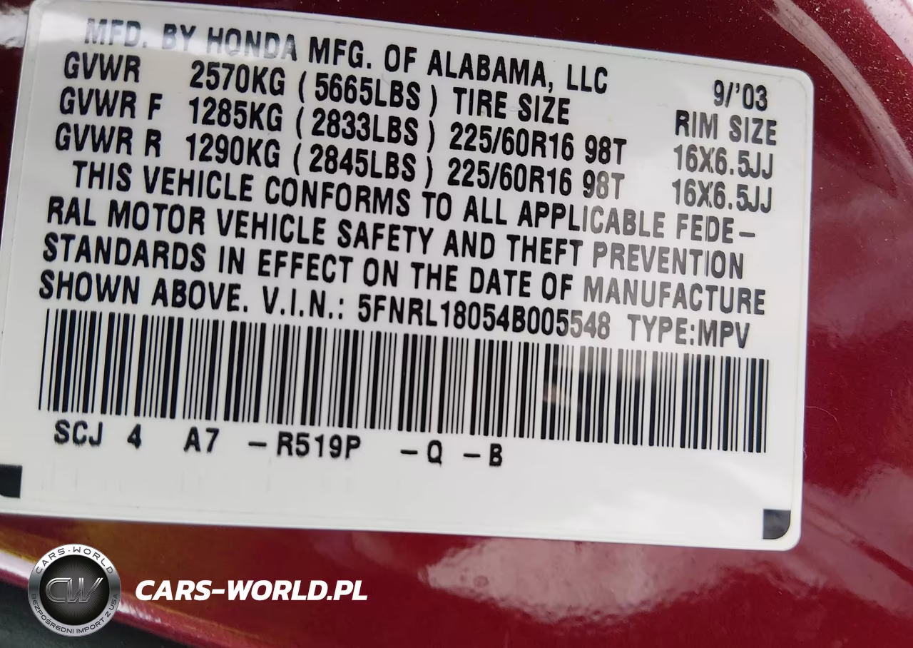 2004 Honda Odyssey Ex-L VIN:5FNRL18054B005548 - 9