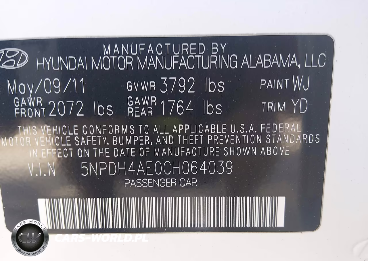 2012 Hyundai Elantra Gls VIN:5NPDH4AE0CH064039 - 9