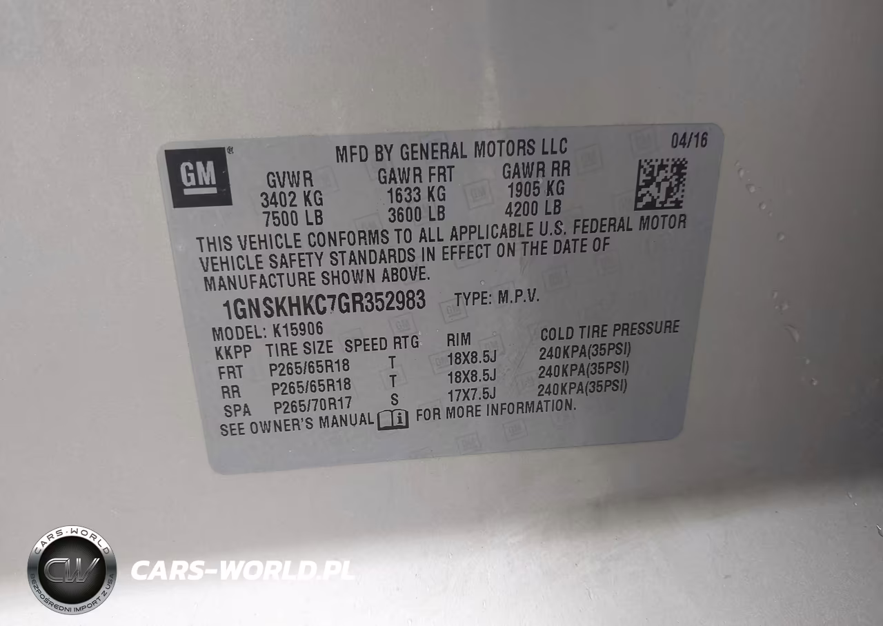 2016 Chevrolet Suburban Lt VIN:1GNSKHKC7GR352983 - 9