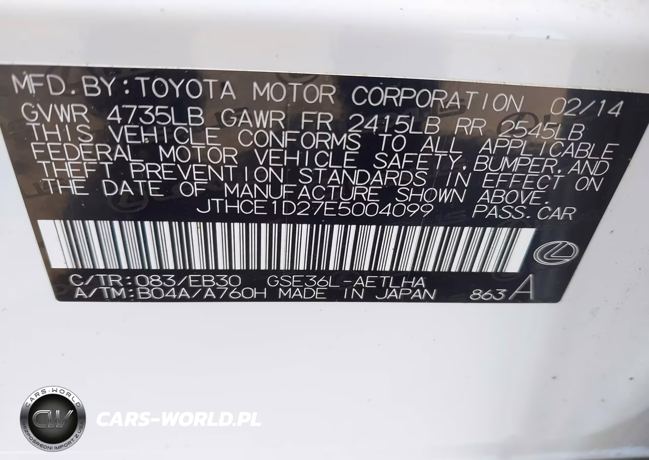 2014 Lexus Is 350 VIN:JTHCE1D27E5004099 - 9