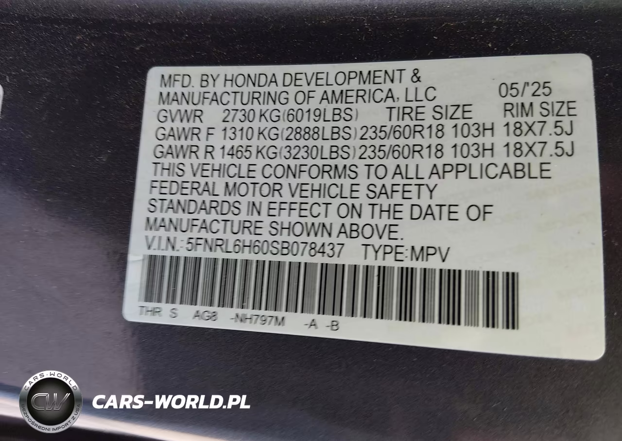 2025 Honda Odyssey Ex-L VIN:5FNRL6H60SB078437 - 9
