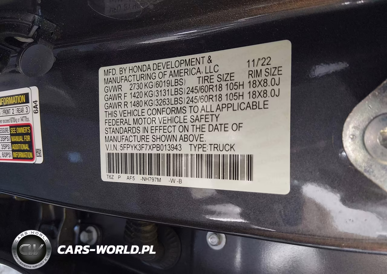 2023 Honda Ridgeline Rtl-E VIN:5FPYK3F7XPB013943 - 9