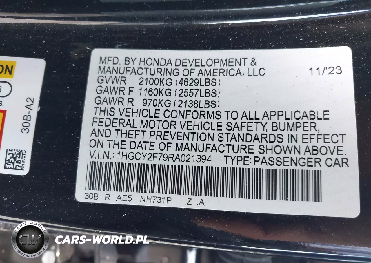 2024 Honda Accord Hybrid Sport-L VIN:1HGCY2F79RA021394 - 9