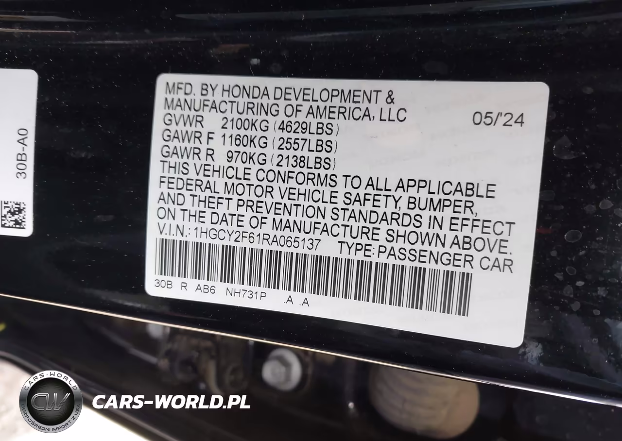 2024 Honda Accord Hybrid Ex-L VIN:1HGCY2F61RA065137 - 9