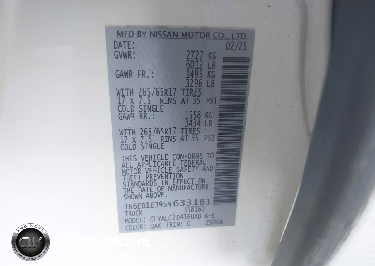 2025 Nissan Frontier Sv 4X2 VIN:1N6ED1EJ9SN633181 - 9