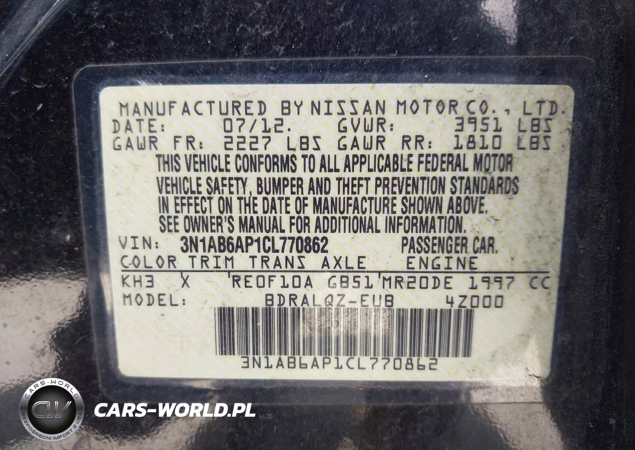 2012 Nissan Sentra 2.0 VIN:3N1AB6AP1CL770862 - 9