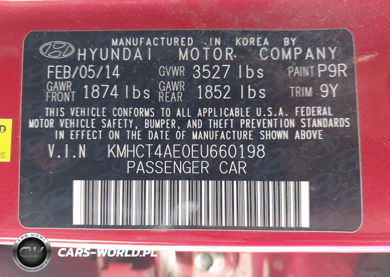 2014 Hyundai Accent Gls VIN:KMHCT4AE0EU660198 - 9