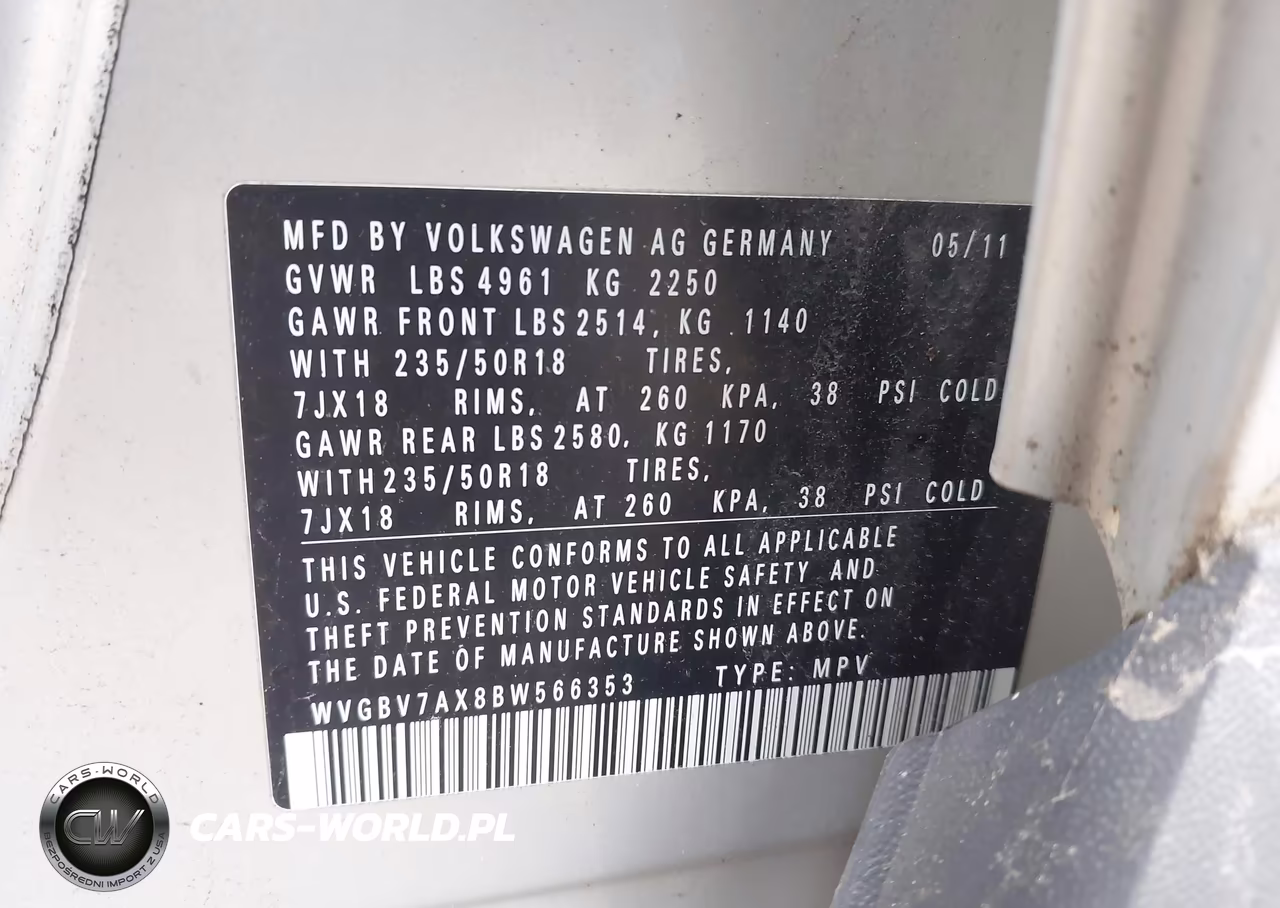2011 Volkswagen Tiguan Sel VIN:WVGBV7AX8BW566353 - 9